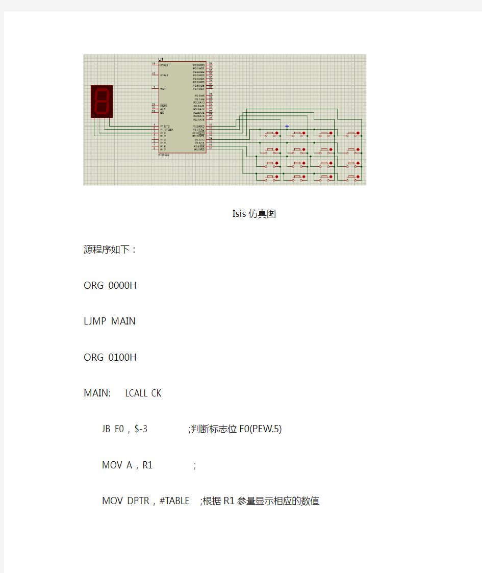 51单片机矩阵键盘显示汇编版