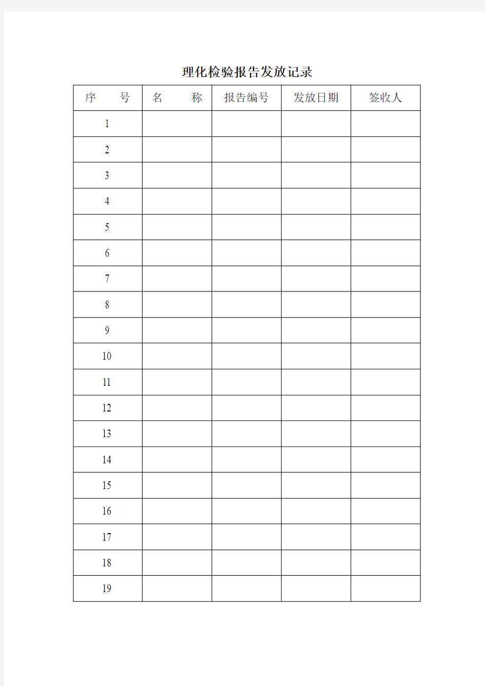 理化检验报告发放记录