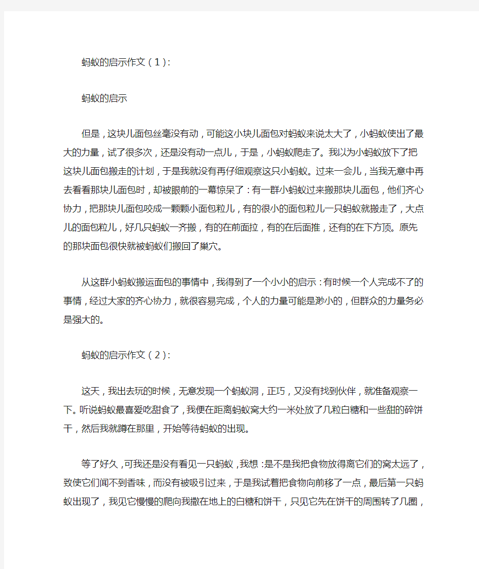 蚂蚁的启示作文12篇