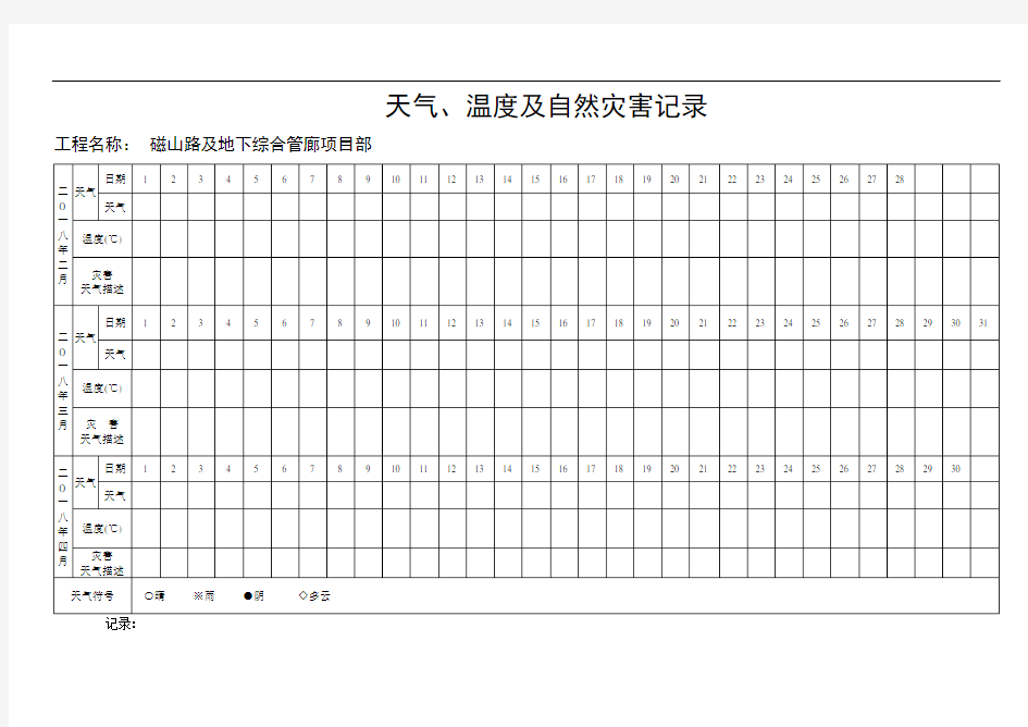 天气记录表