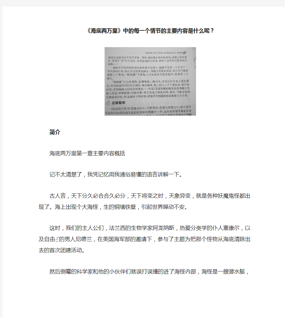 海底两万里第一章主要内容概括_海底两万里中的每一个情节的主要内容是什么呢