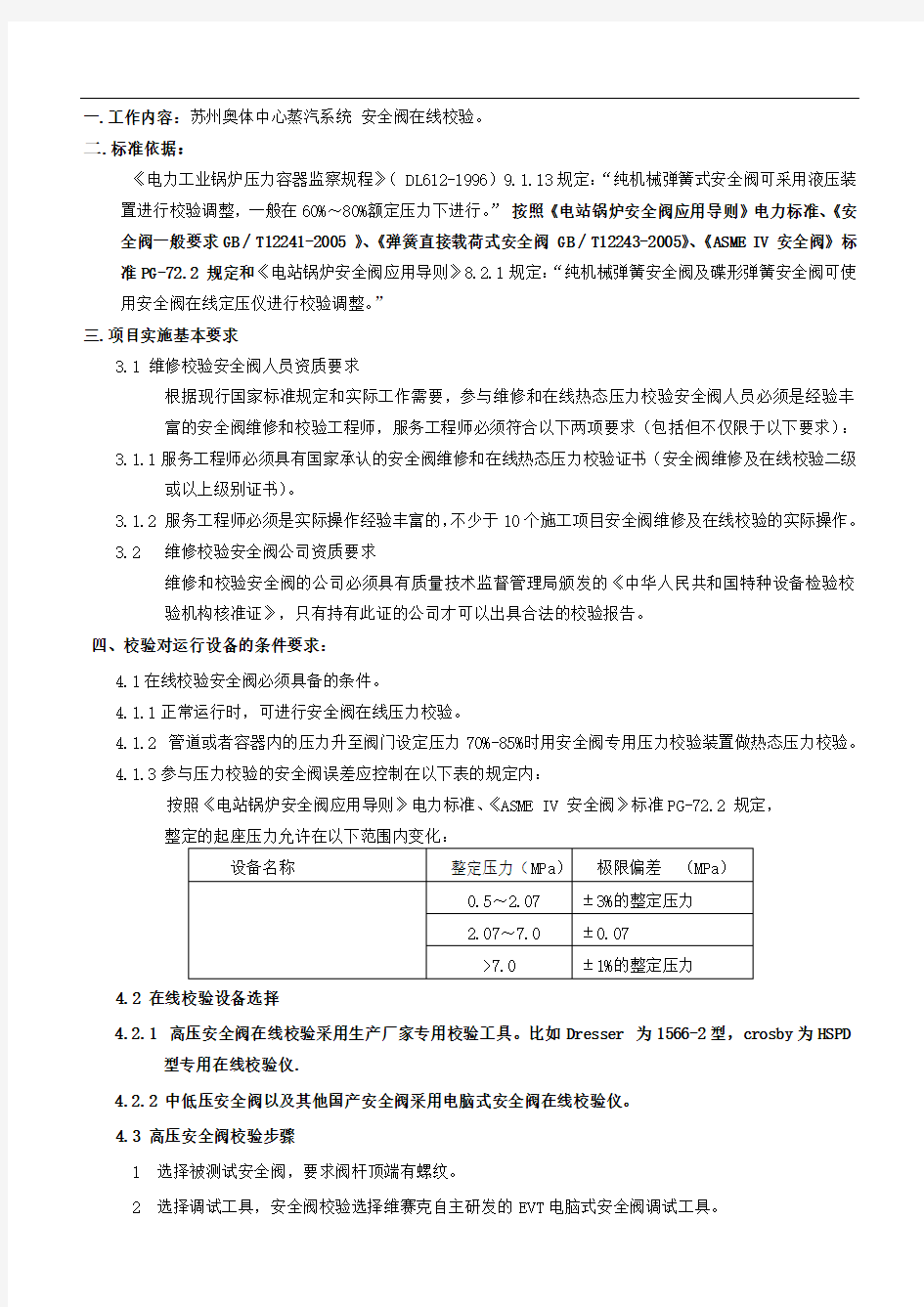 安全阀在线校验方案