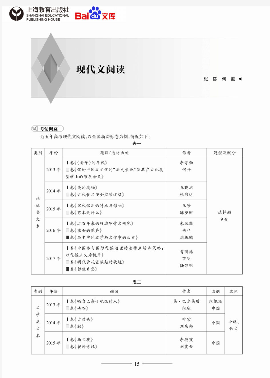 2018全国高考语文现代文阅读