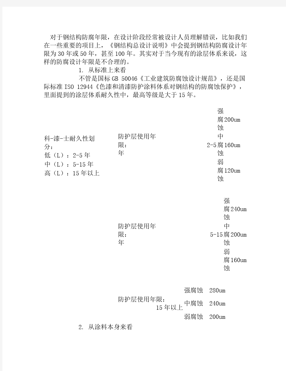 钢结构防腐涂料的年限.doc