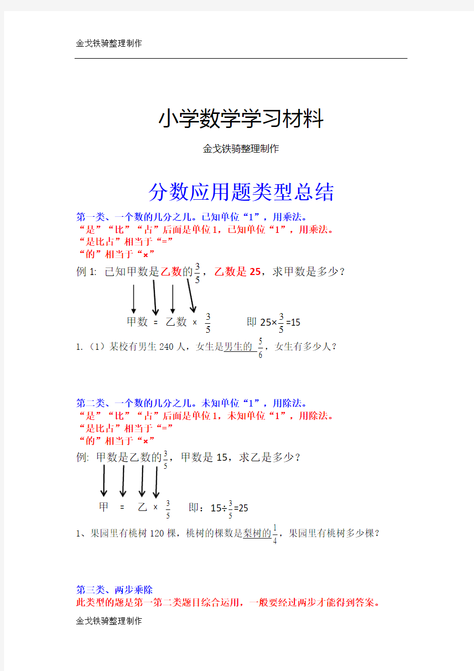 分数应用题类型总结