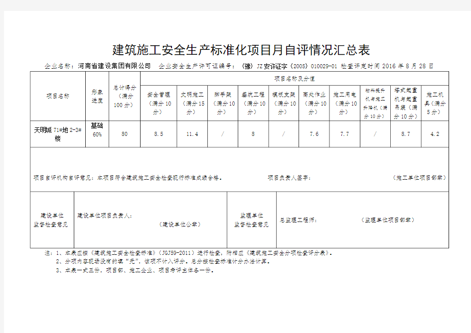 项目月自评汇总表2-3