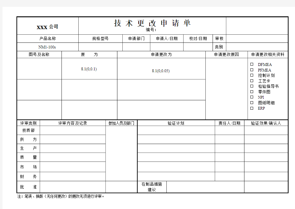 技术更改申请单