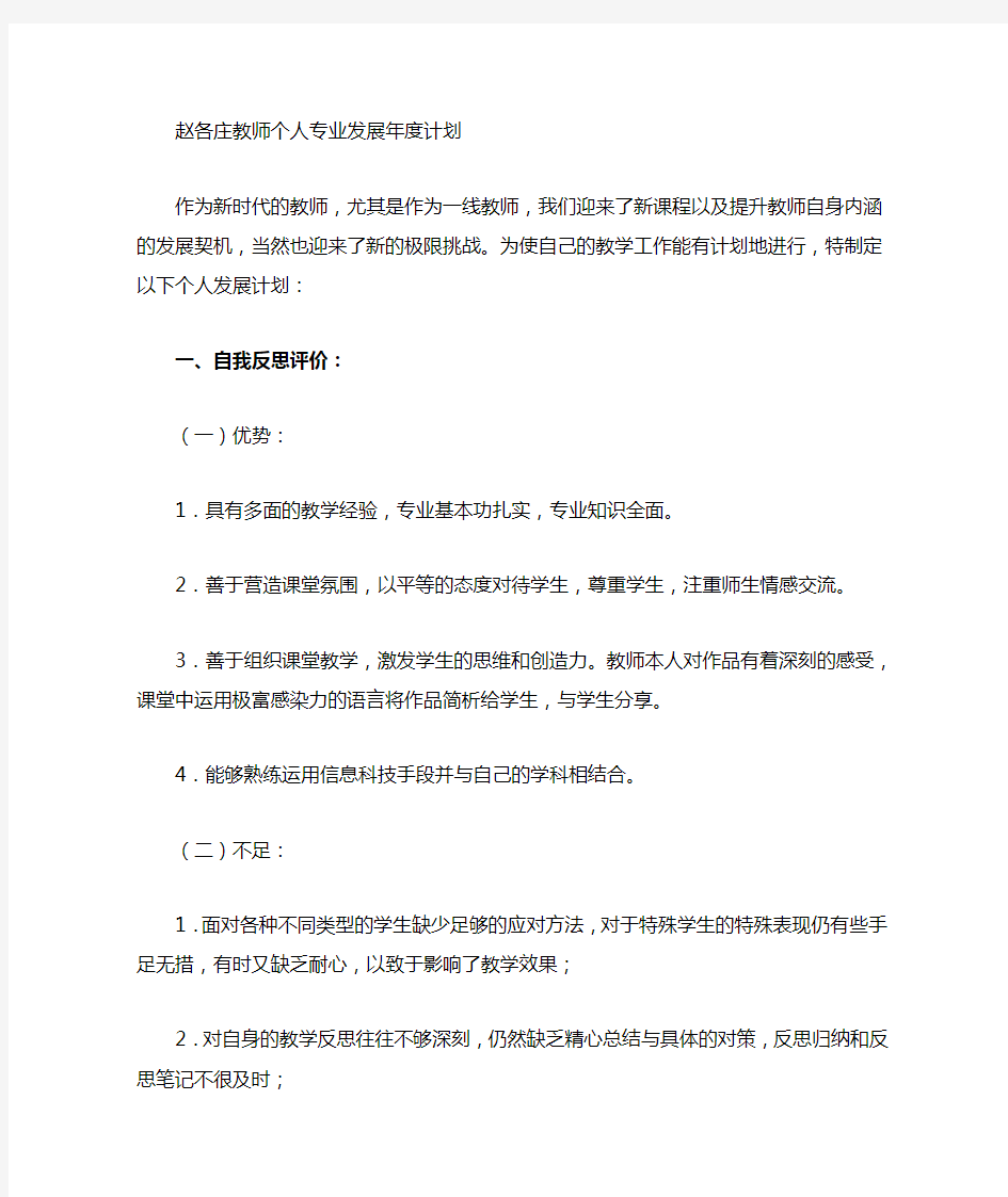 教师个人专业发展年度计划