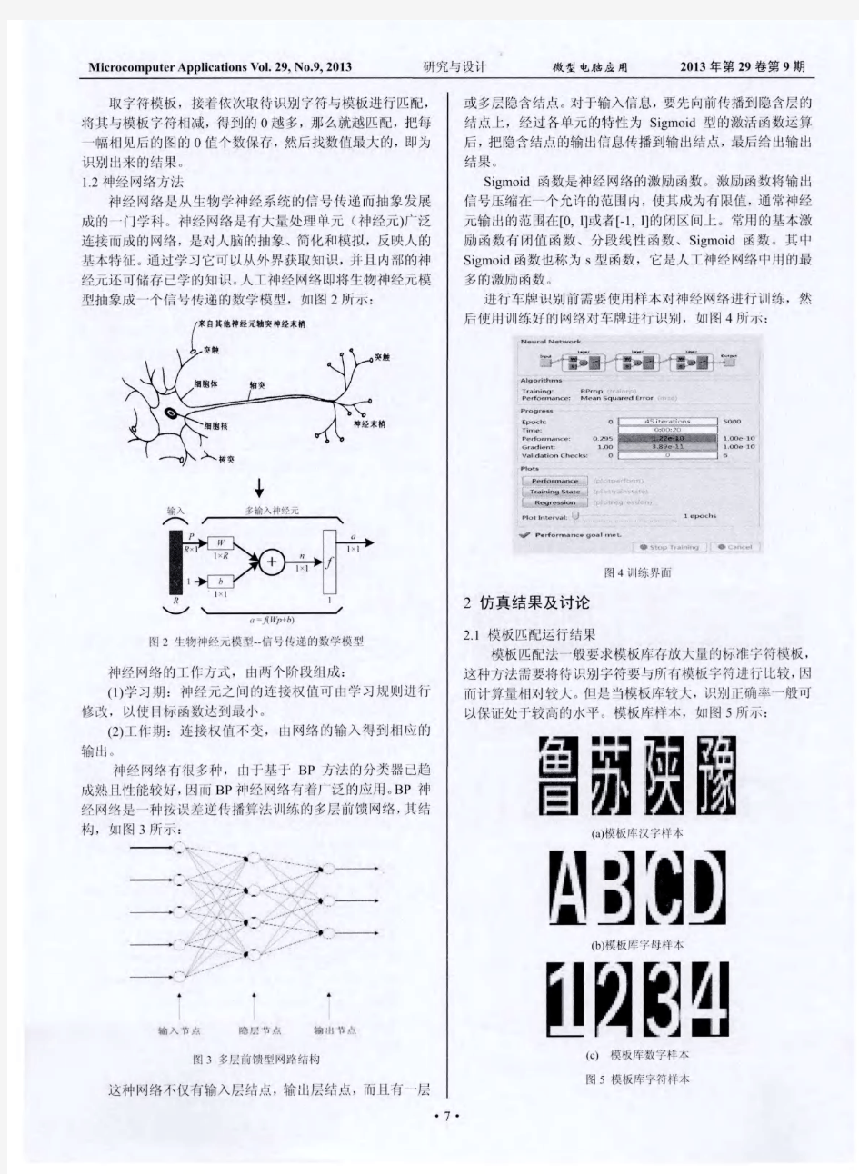 模板匹配和神经网络法用于车牌识别的比较研究