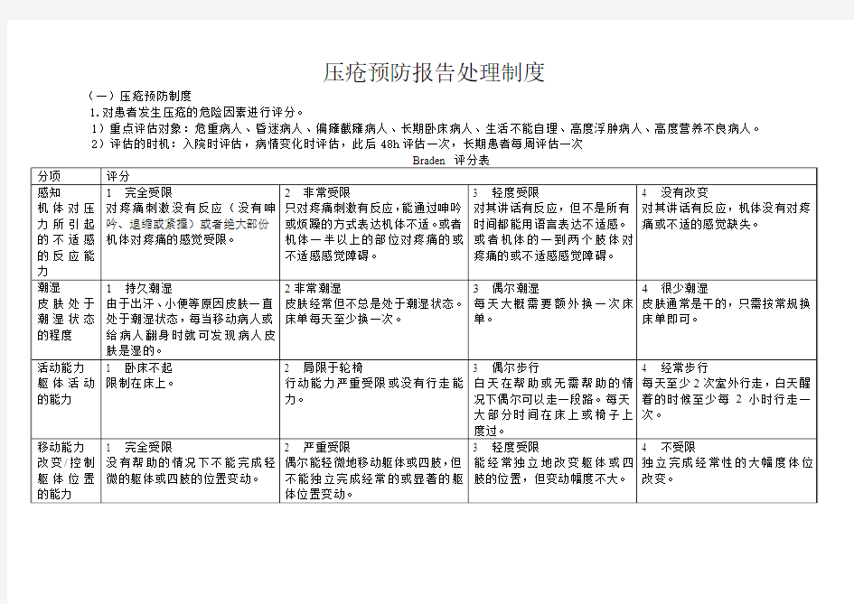 压疮预防报告处理制度