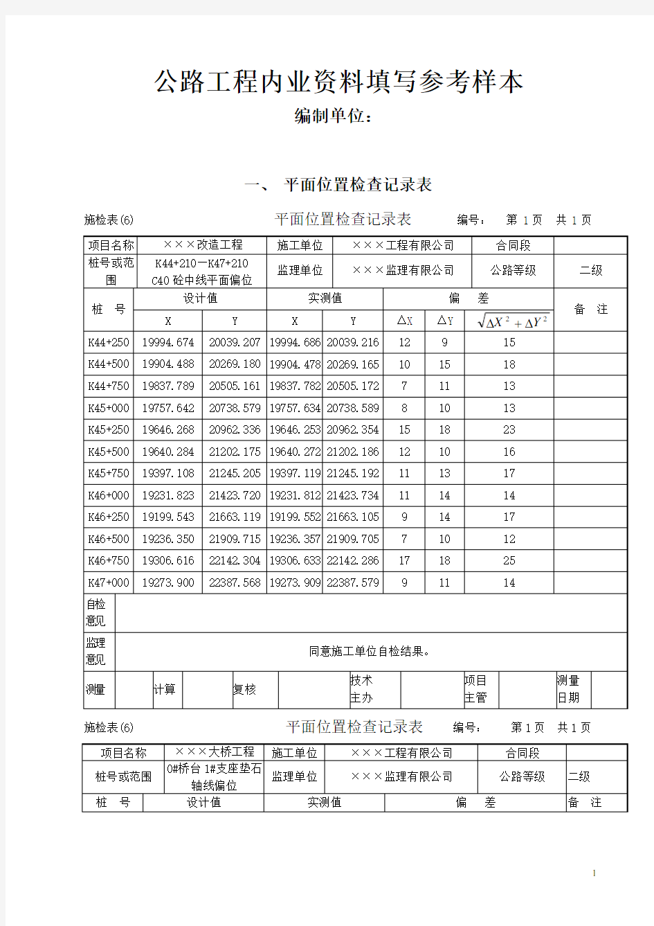 公路工程监理抽检资料填写参考20120528最新