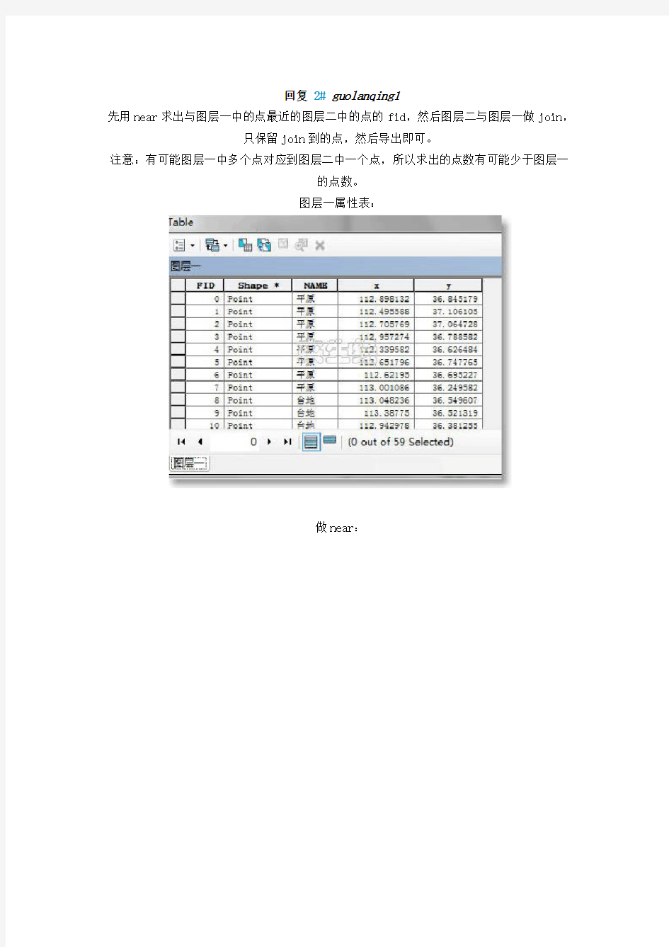 arcgis中near的用法