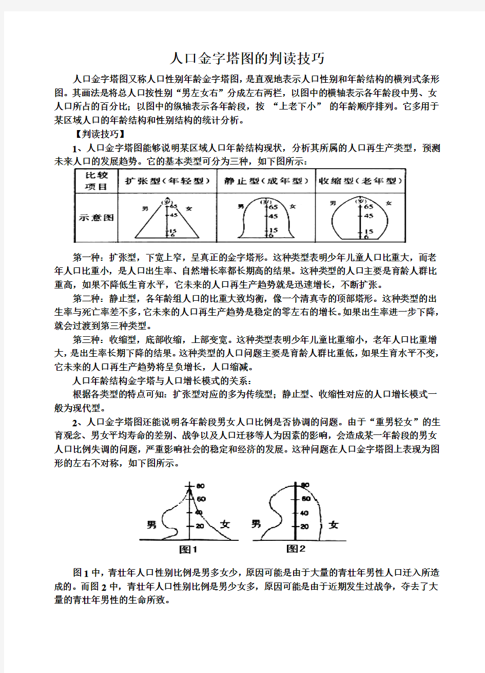 人口金字塔图的判读技巧