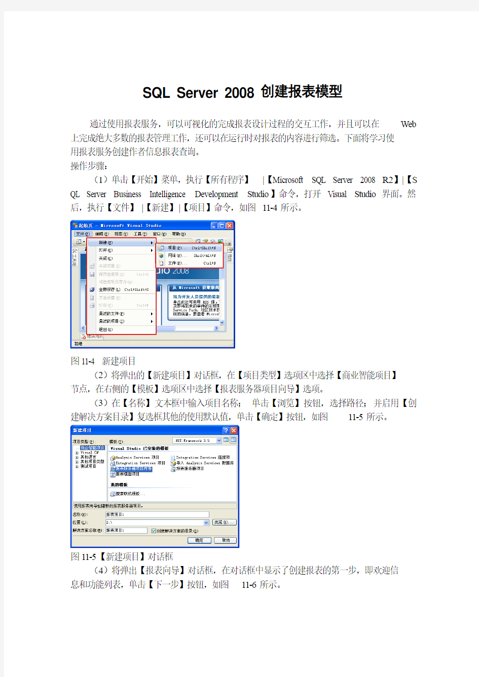 SQL Server 2008 创建报表模型