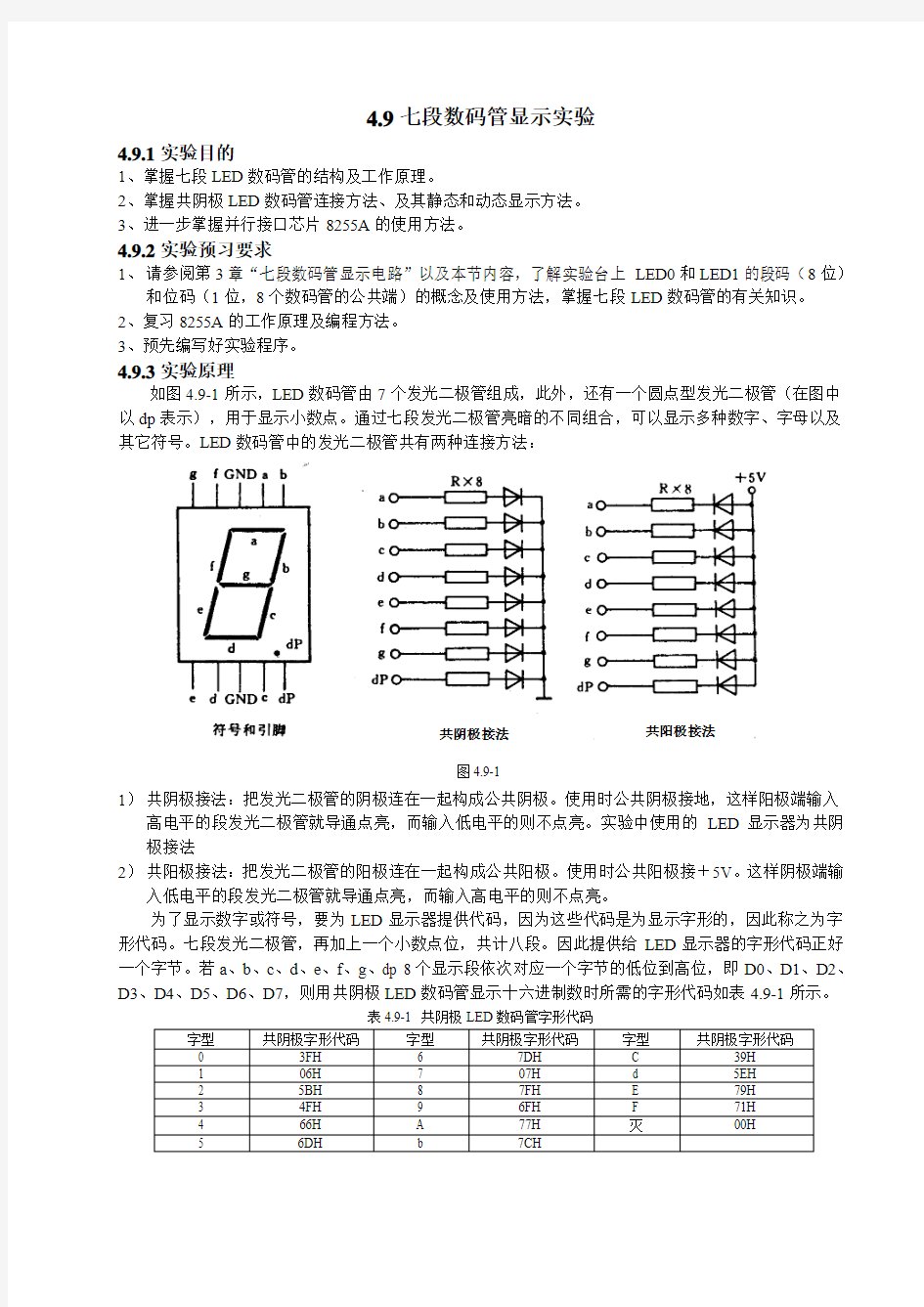 七段数码管显示实验