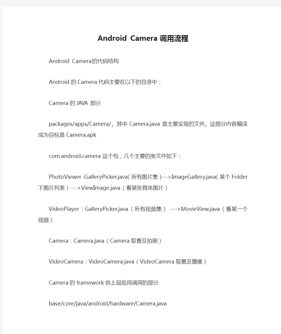 Android Camera 调用流程