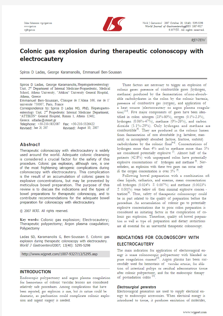 Colonic gas explosion during therapeutic colonoscopy …