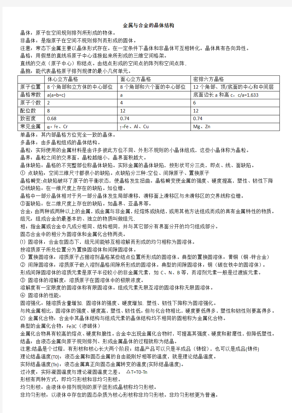 机械工程材料复习整理精简版