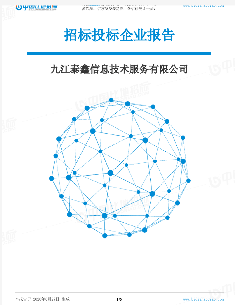 九江泰鑫信息技术服务有限公司-招投标数据分析报告