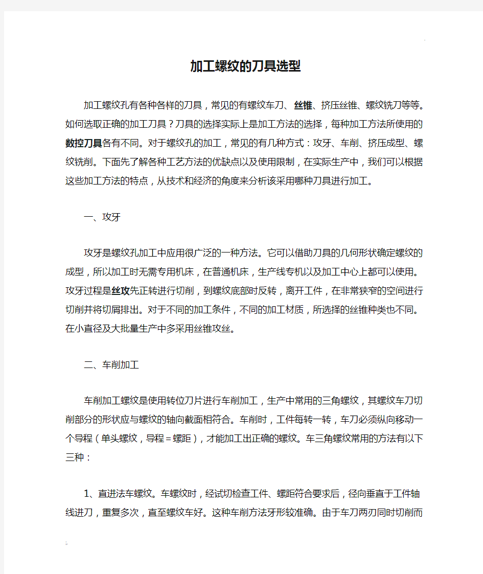 加工螺纹的刀具选型