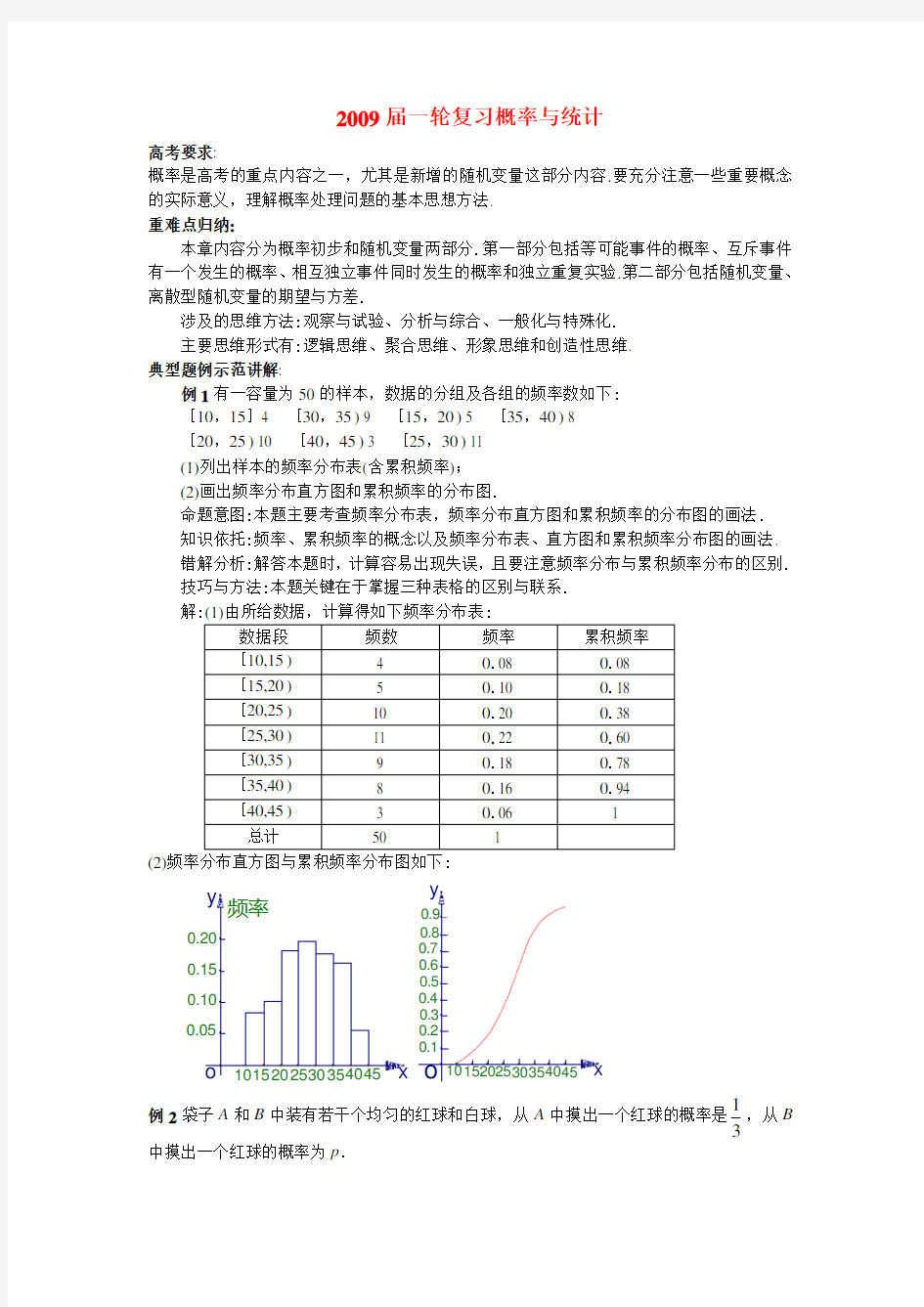 高三数学一轮复习概率与统计