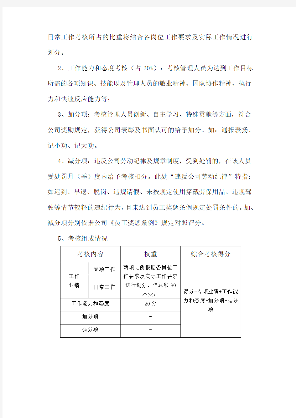 员工绩效考核实施细则(试行)