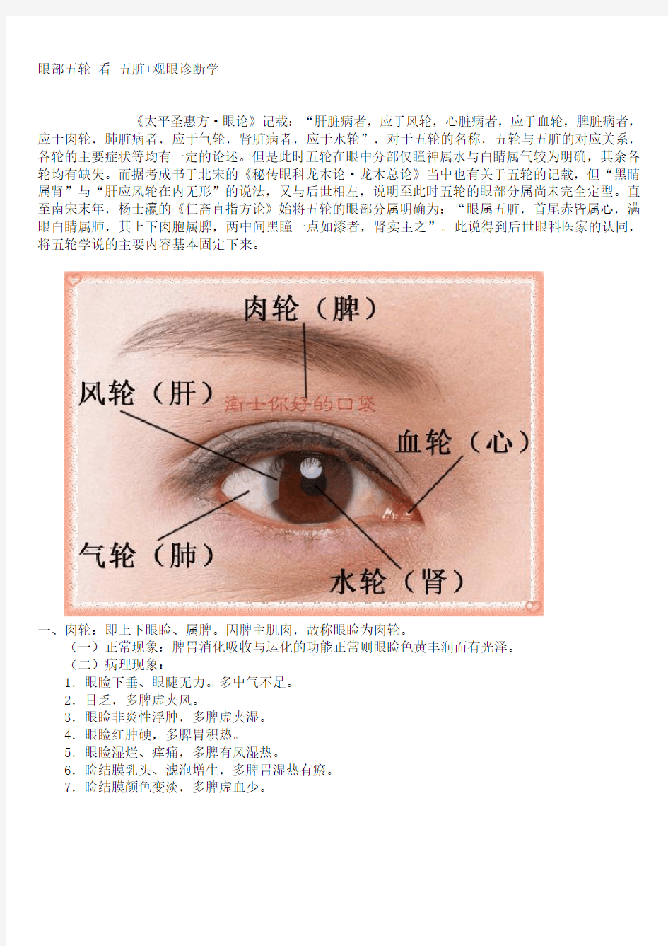 眼部五轮看五脏+观眼诊断学