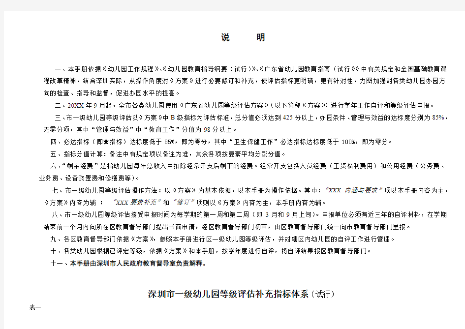 深圳市幼儿园等级评估操作手册
