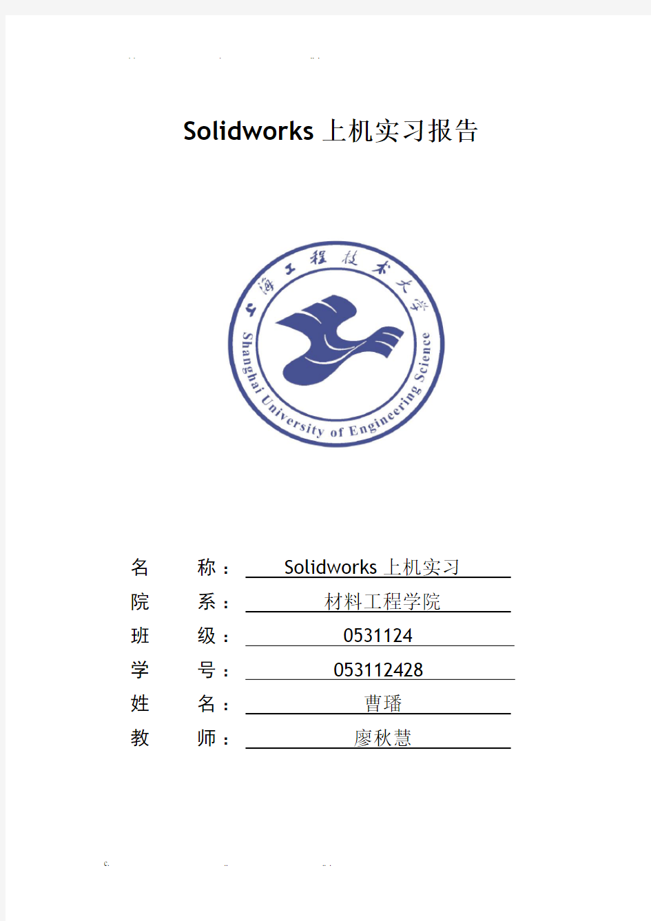 Solidworks实习报告