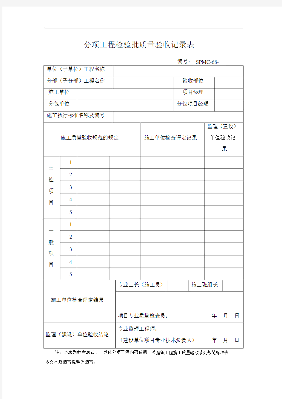 分项工程检验批质量验收记录范文表.docx