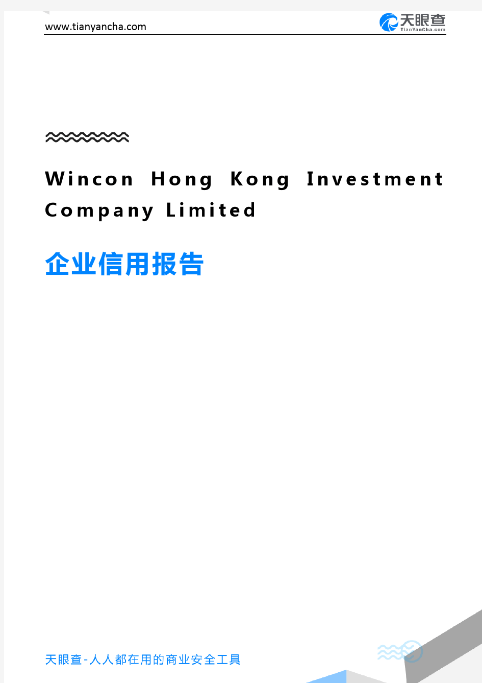 Wincon Hong Kong Investment Company Limited企业信用报告-