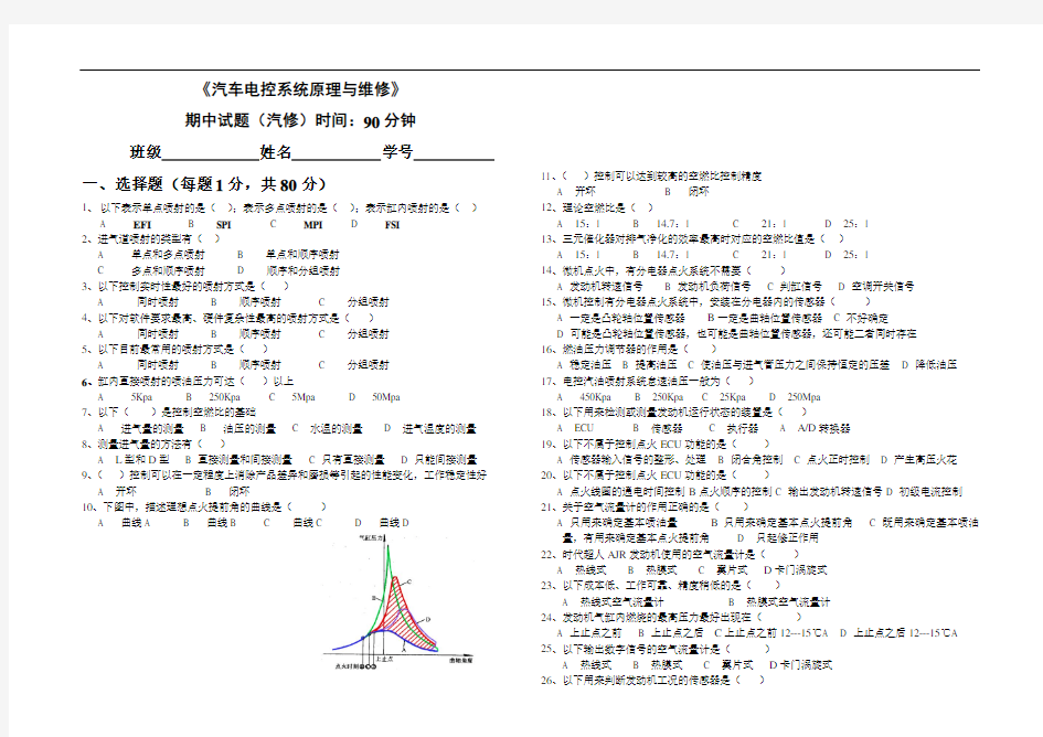 最新中职汽车电控系统原理与维修期中试题(财经类)会计电算化)