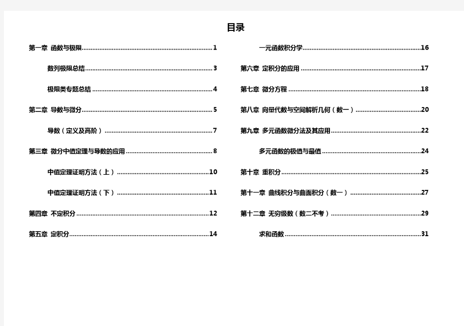 考研高等数学思维导图