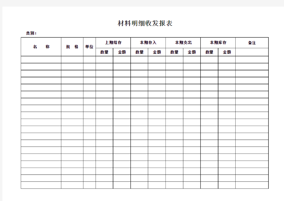 原材料收发明细表