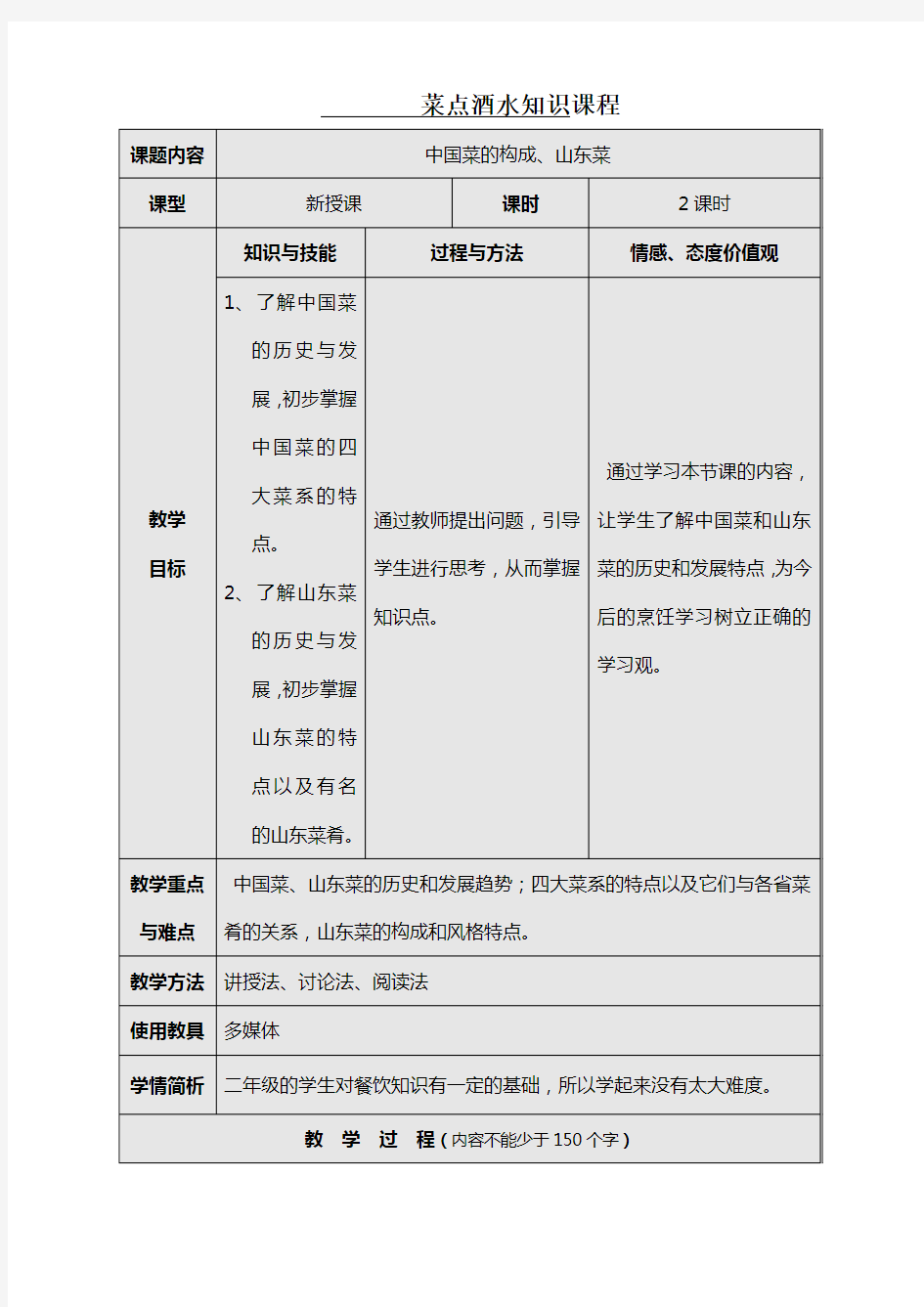 菜点酒水知识教案