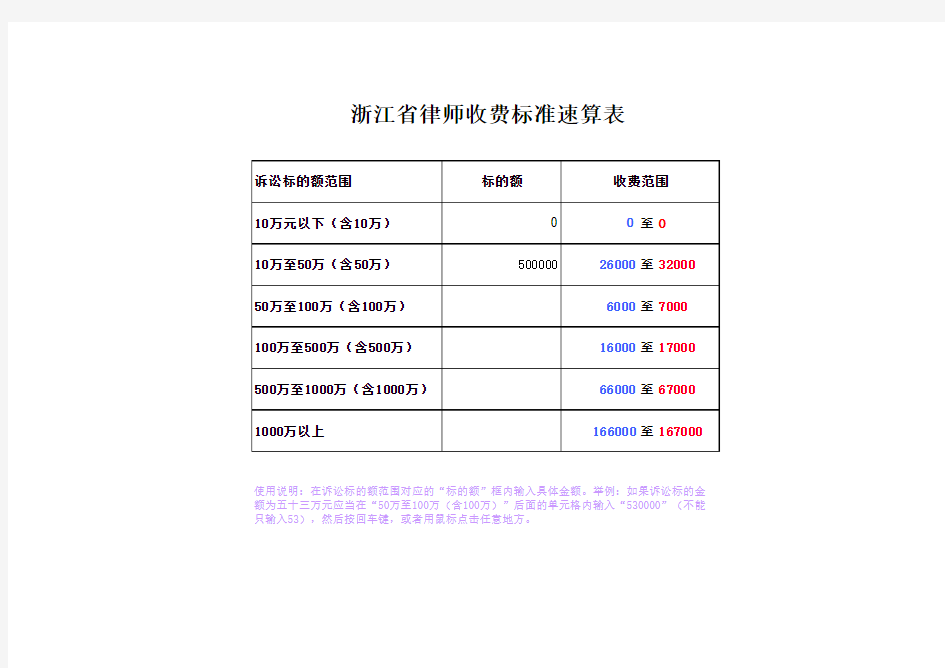 浙江省律师收费计算器