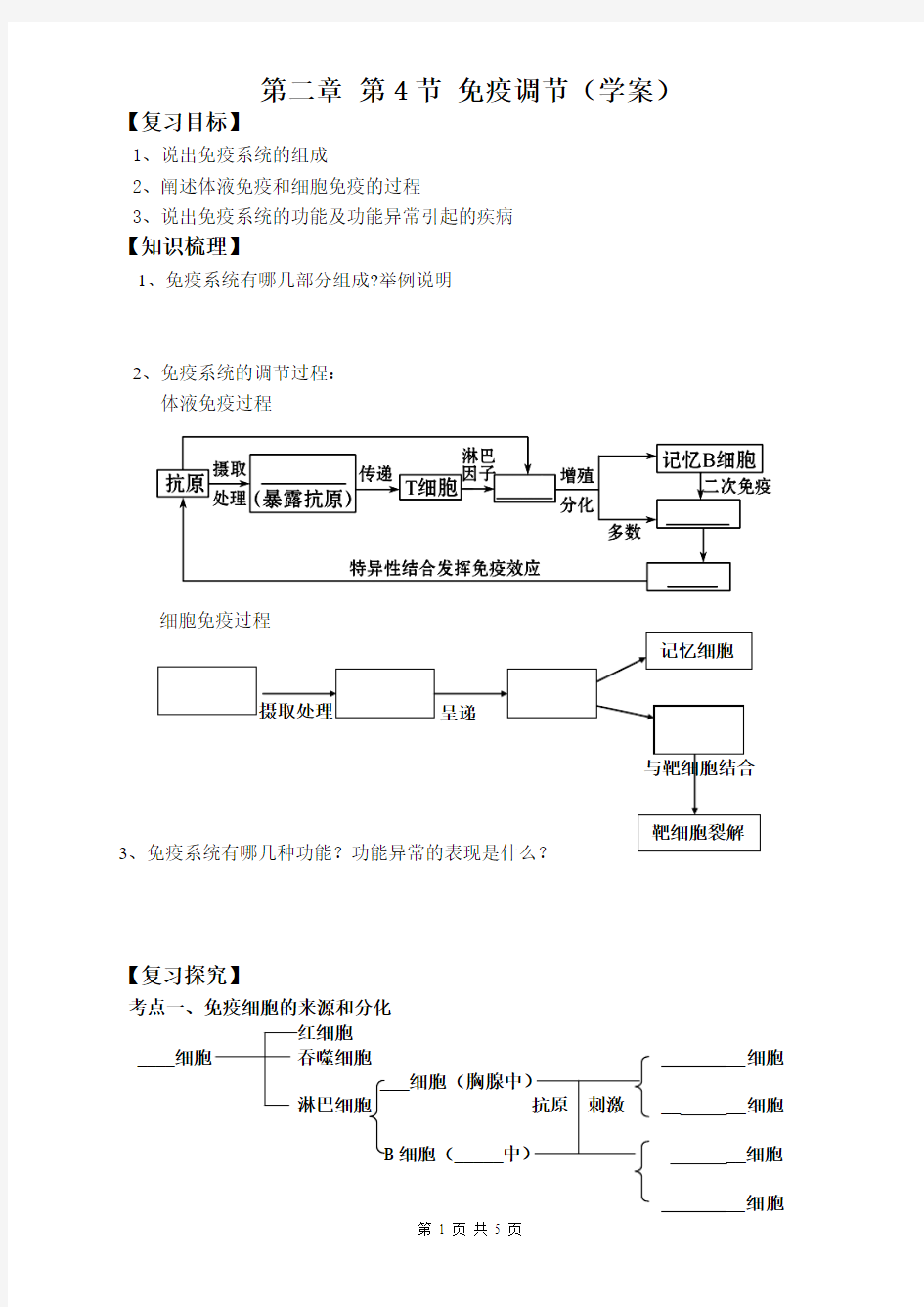 免疫调节(一轮复习学案)