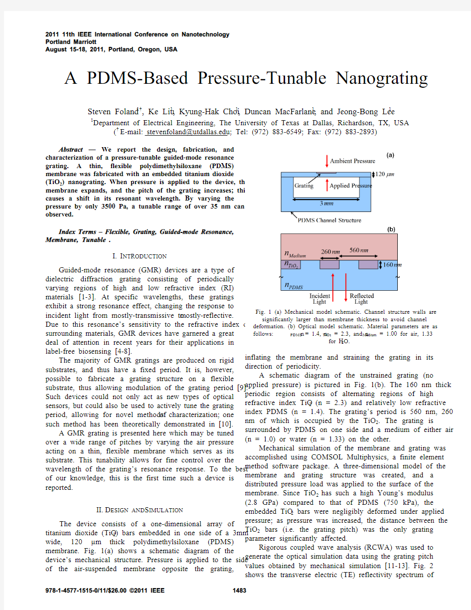 A PDMS-Based Pressure-Tunable Nanograting