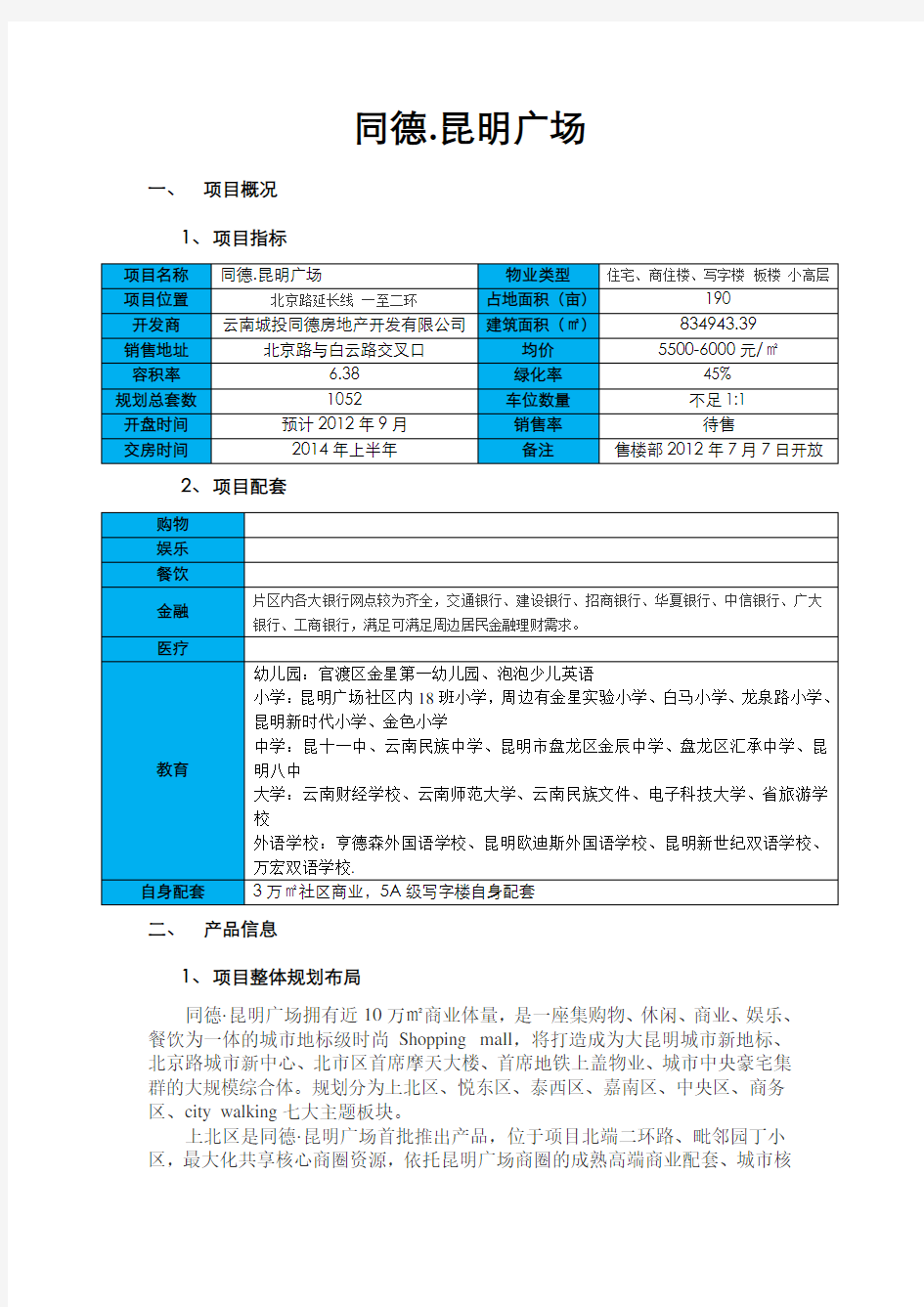 同德昆明广场调查报告