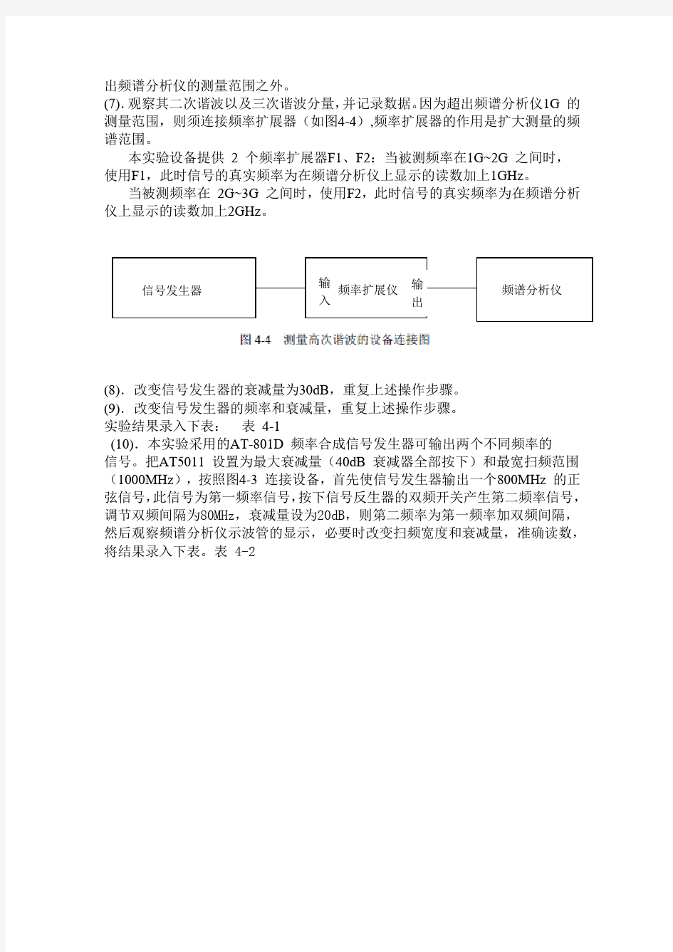 华工射频实验报告(频谱分析仪的使用)