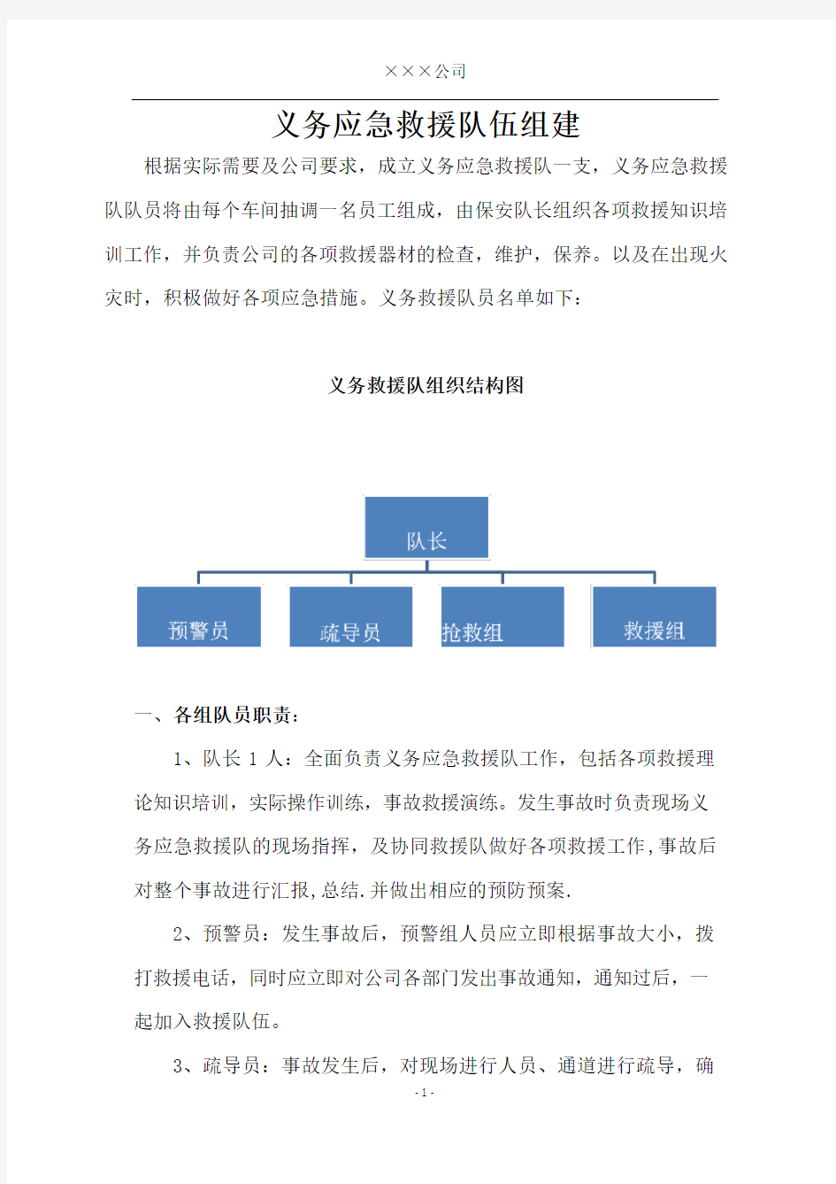 义务应急救援队伍组建