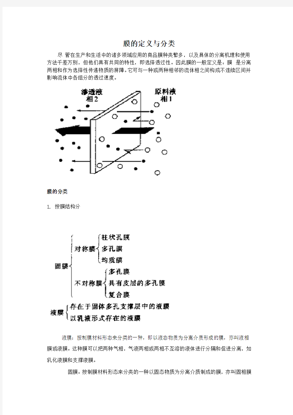 (膜的定义与分类)