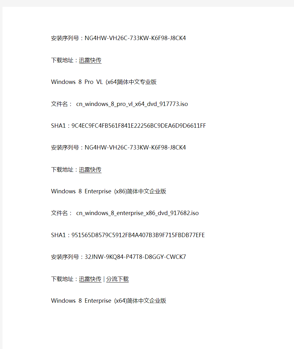 Windows 8 MSDN中文版下载及免费序列号