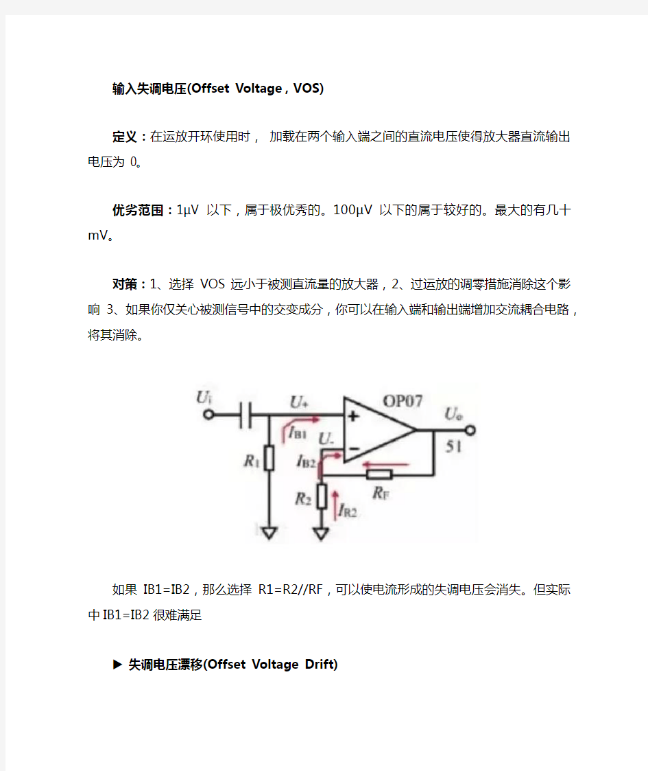 运算放大器常见指标及重要特性