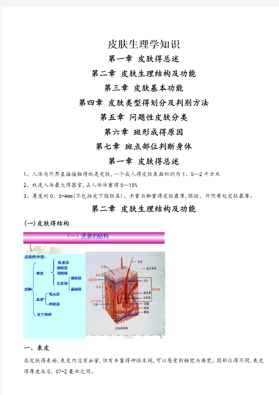 皮肤生理学知识