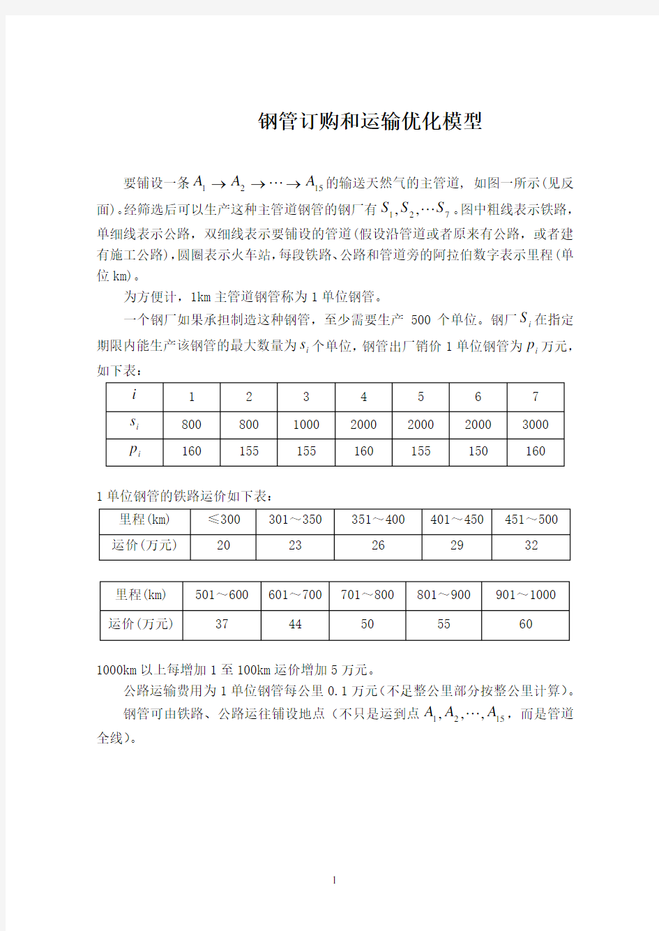 管道运输与订购优化模型(CAI)-数学建模