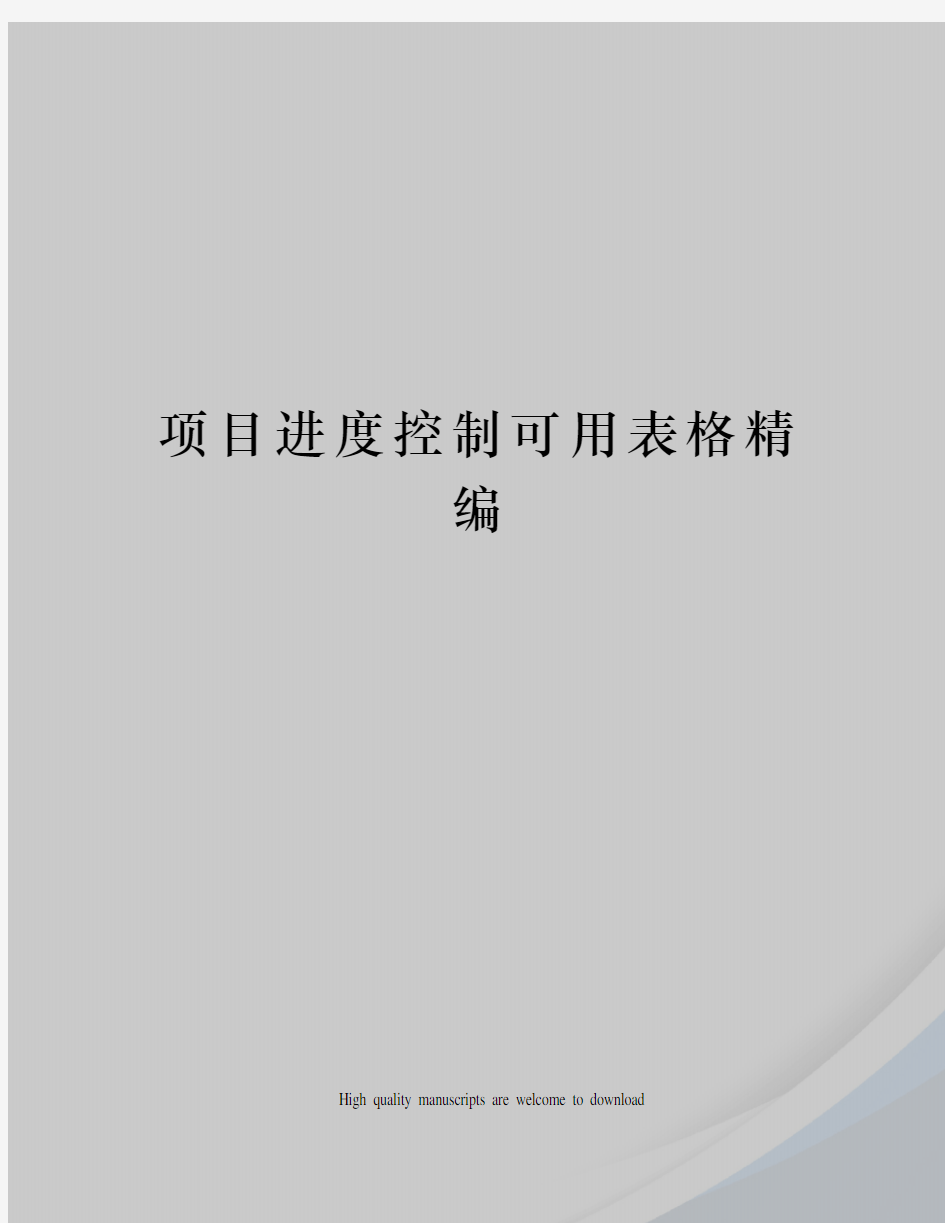 项目进度控制可用表格精编