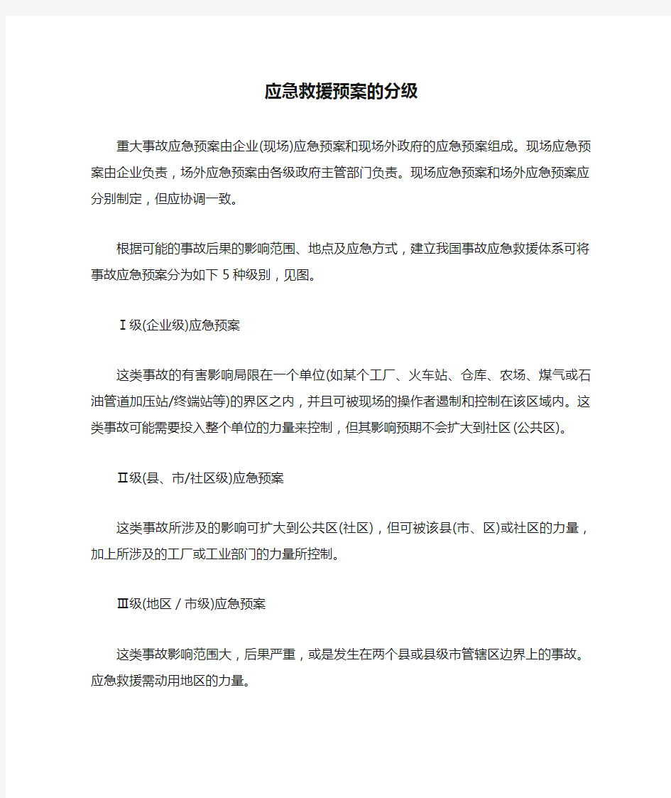 应急救援预案的分级