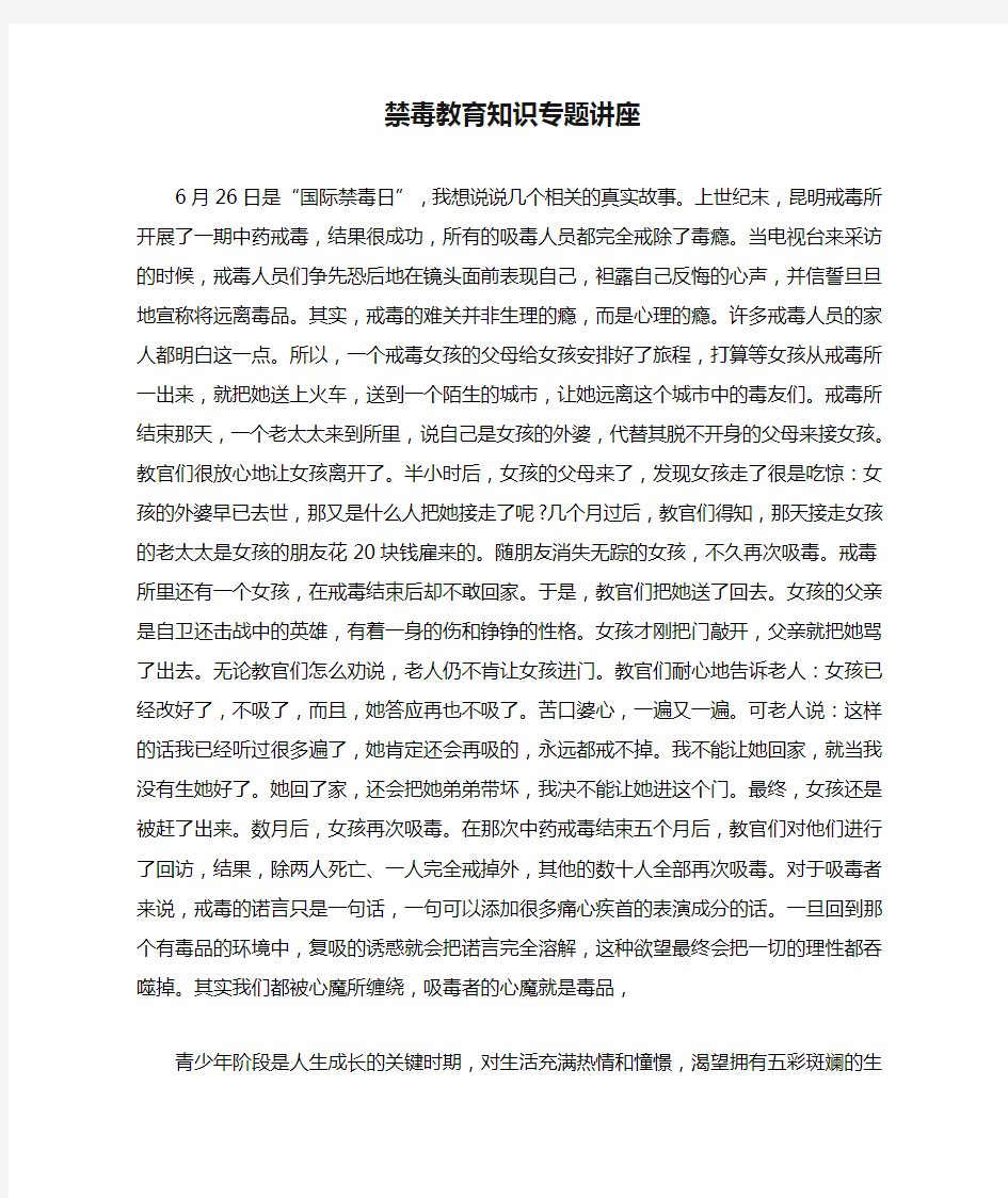 禁毒教育知识专题讲座