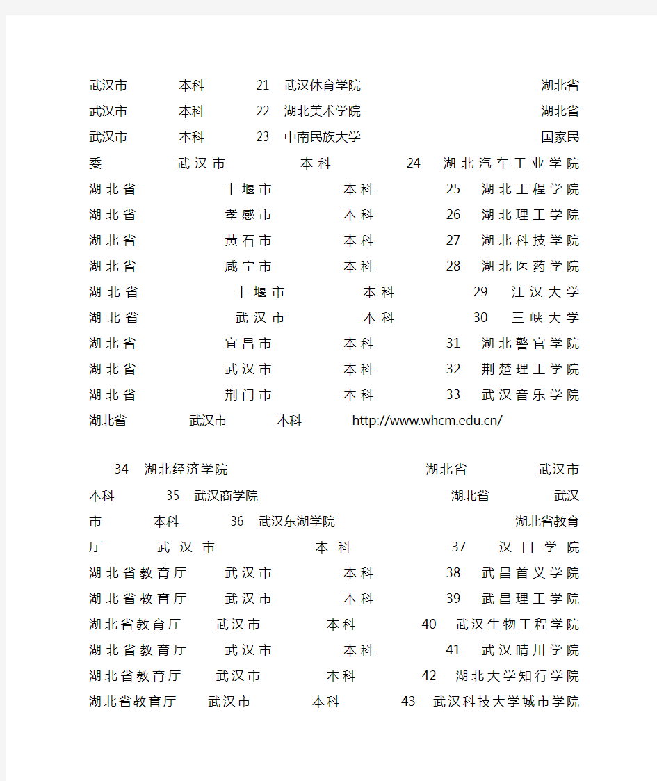 湖南省本科高校名单(学校名称、主管部门、所在地、层次)